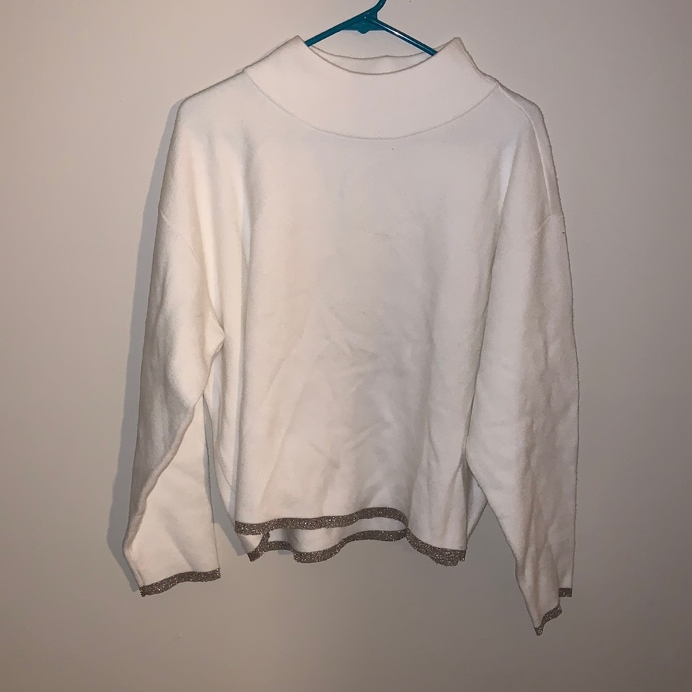 NWT! Maeve white mock neck sweater